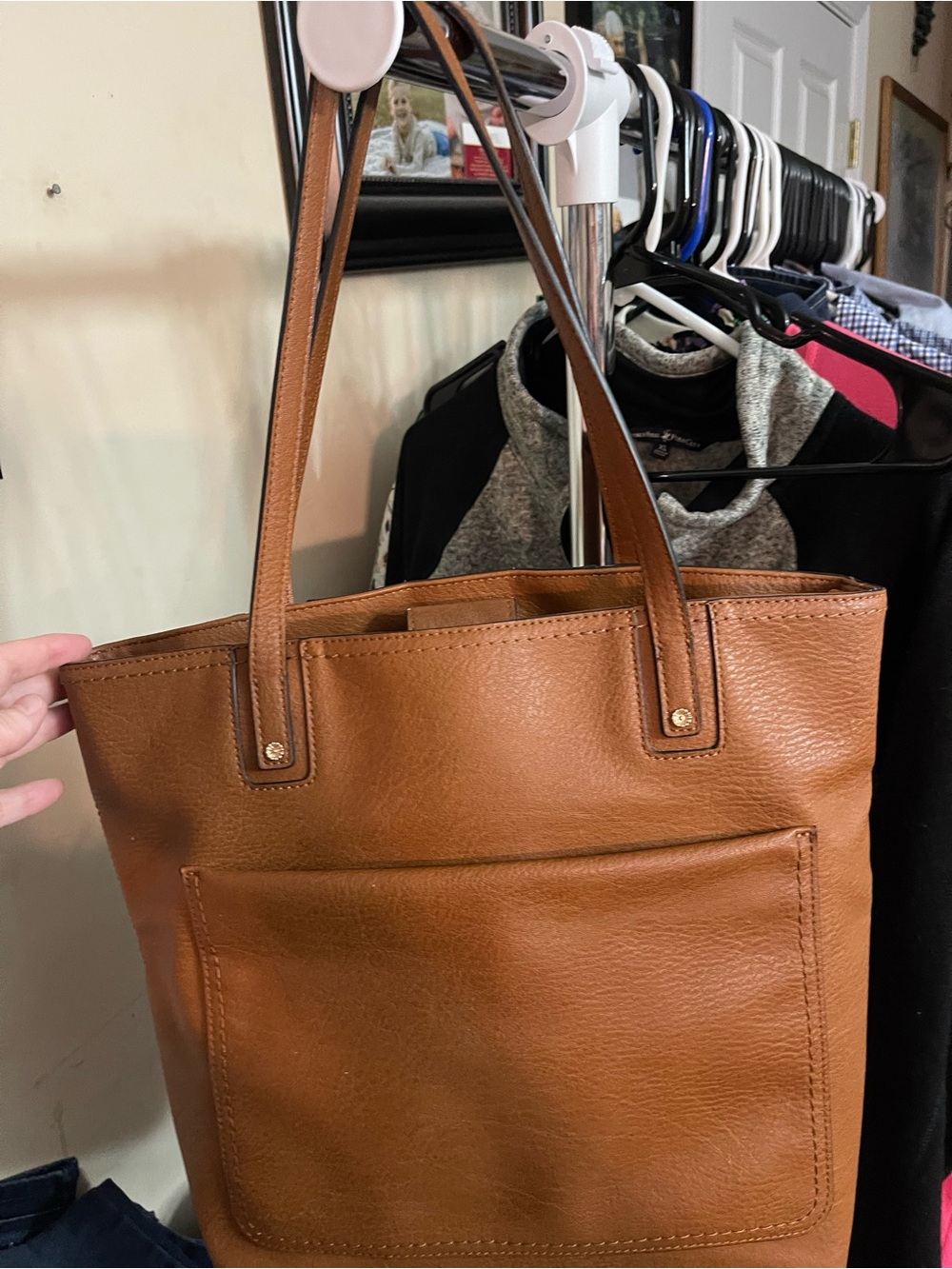 LC Lauren Conrad Cognac Leather-Look Tote Bag